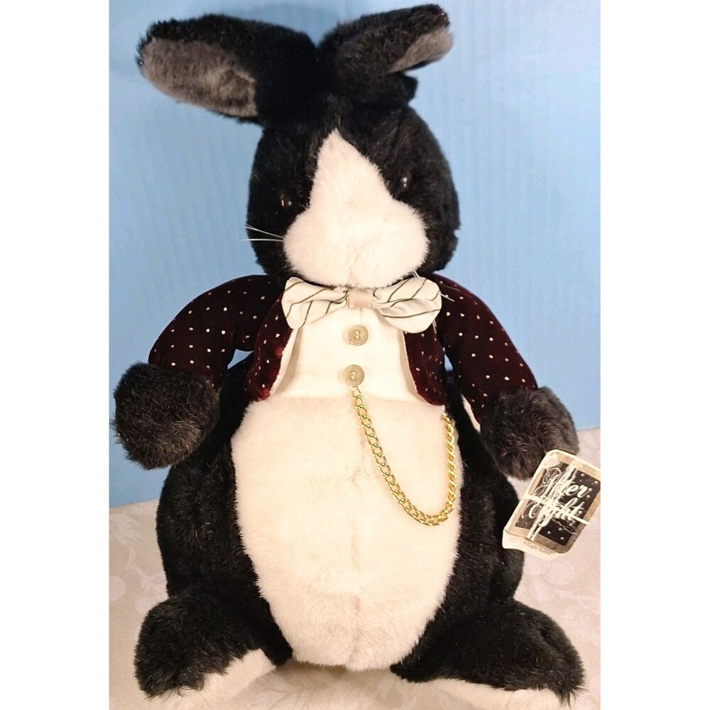 Applause VTG 1986 AFTER EIGHT Rabbit Plush Stuffed Animal Toy Tuxedo Bow Chain